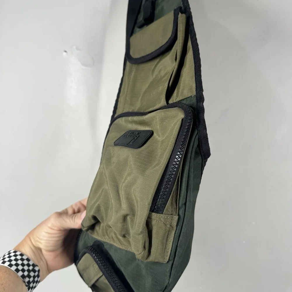 Vtg Old Navy Sling Crossbody Messenger Fanny Bag Olive Gorpcore Y2k Tactical
